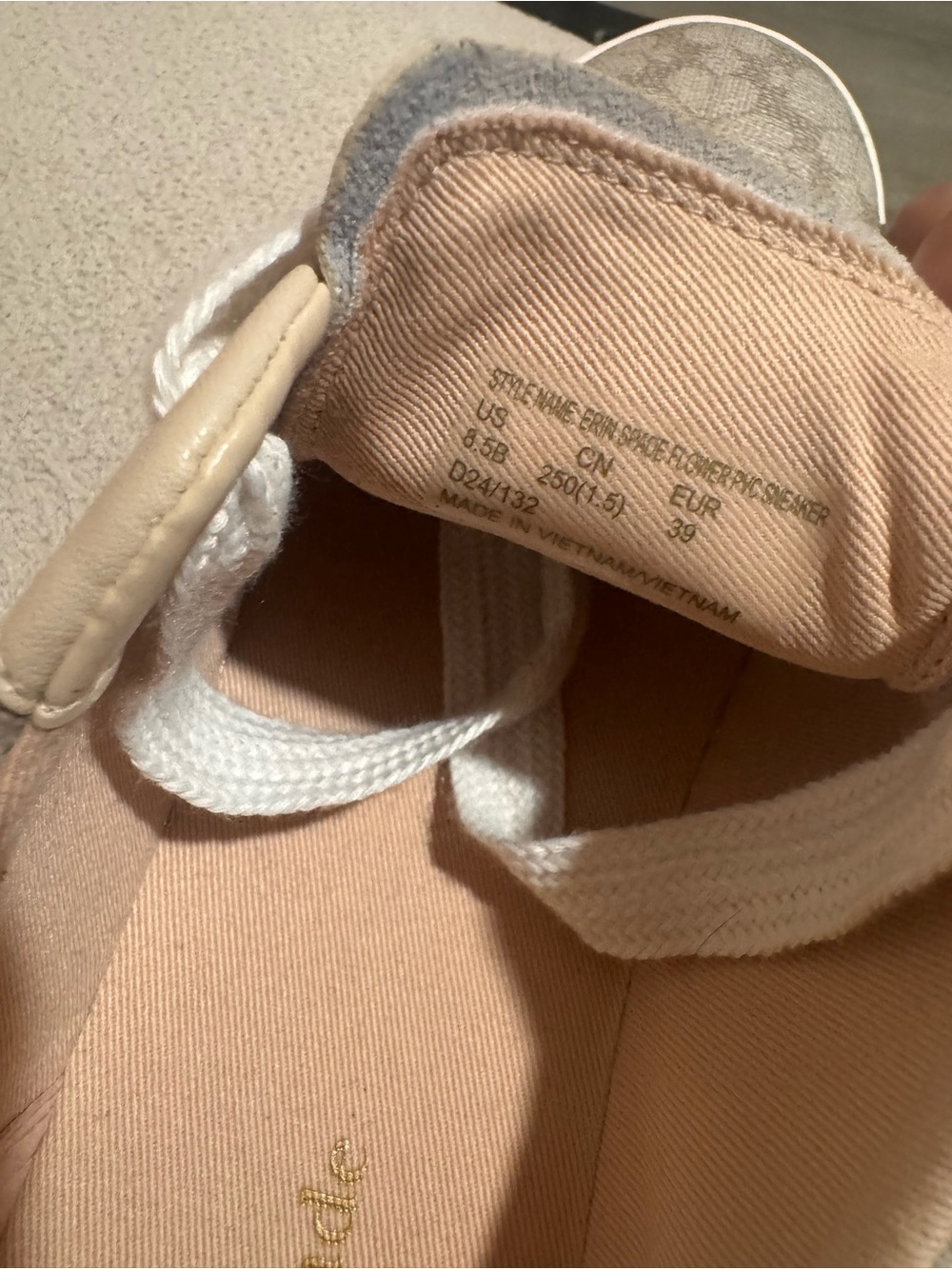 kate spade Beige and Cream Logo Canvas Lace-Up Sneakers - Picture 3 of 4